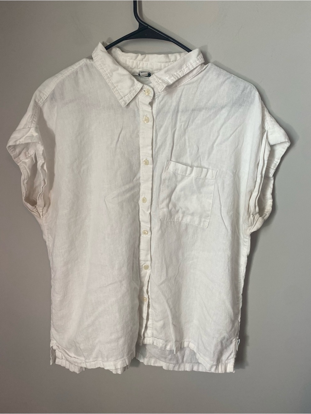Orvis White Short-Sleeve Linen Button-Down Shirt